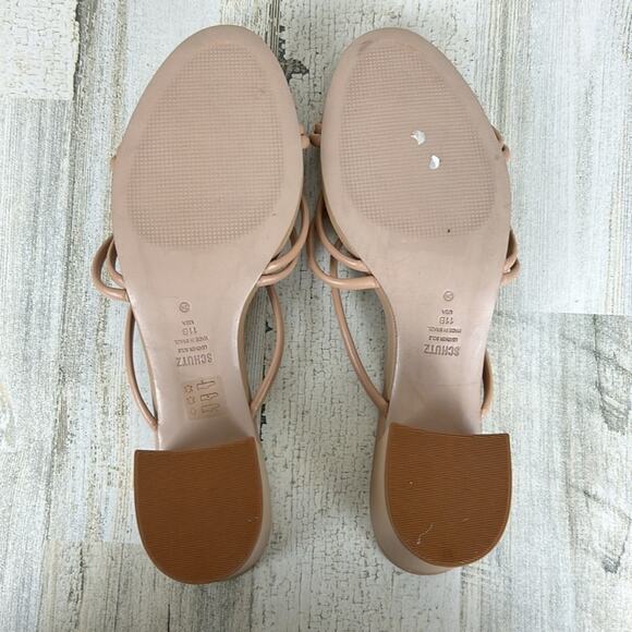 Schutz Princey Strappy Slide Sandals womens 11 beige leather block heel new nude - Picture 7 of 8